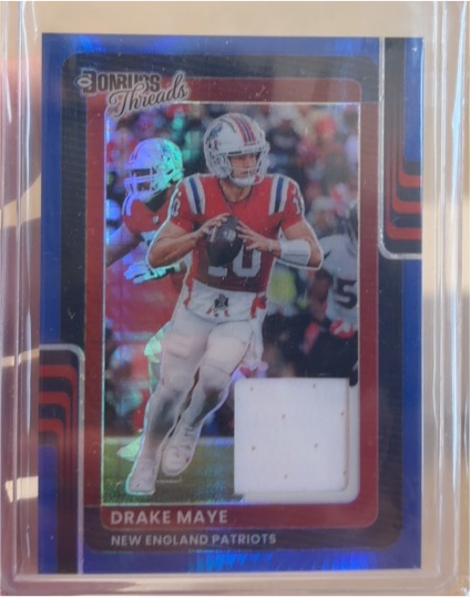 2025 Panini Donruss Optic Threads Blue Hyper Prizm #DTBH-DME Drake Maye — front