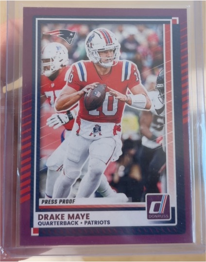 2025 Panini Donruss #58 Drake Maye Purple Press Proof — front