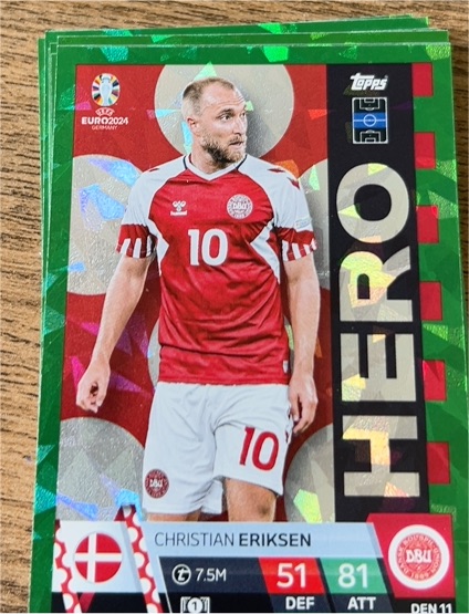 2024 Topps Match Attax Euro #DEN11 Christian Eriksen Hero Parallel Green — front