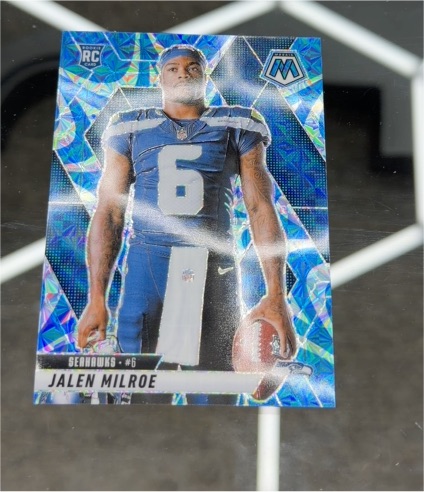 2025 Panini Mosaic #283 Jalen Milroe Reactive Blue Variation RC — front