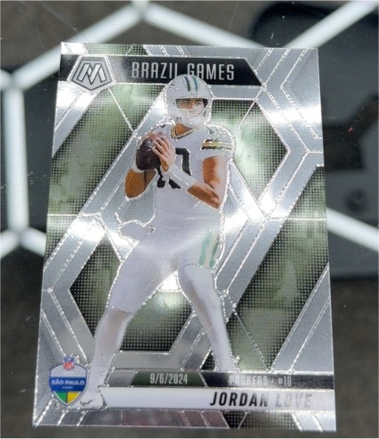 2025 Panini Mosaic #265 Jordan Love Brazil Games Silver Prizm — front