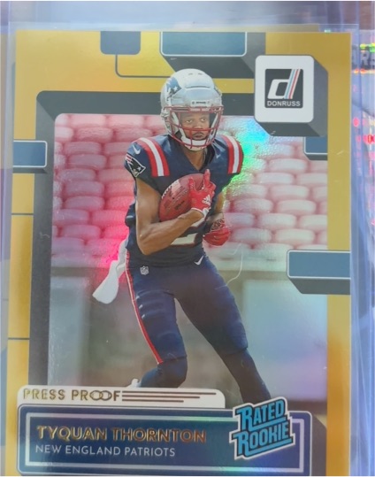 2022 Donruss #322 Tyquan Thornton Press Proof Premium Gold Rated Rookie — front