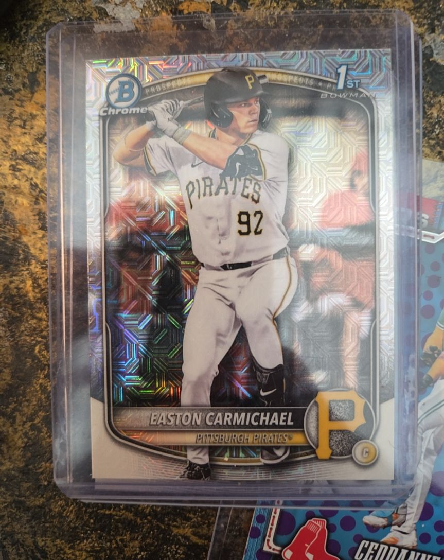 2025 Bowman Draft #BDC-50 Easton Carmichael Mojo Refractor — front