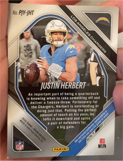 2025 Panini Prizm Premier Jerseys #PJY-JHT Justin Herbert — front