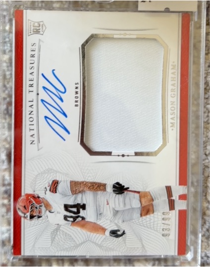 2025 Panini National Treasures #193 Mason Graham Rookie Patch Auto — front