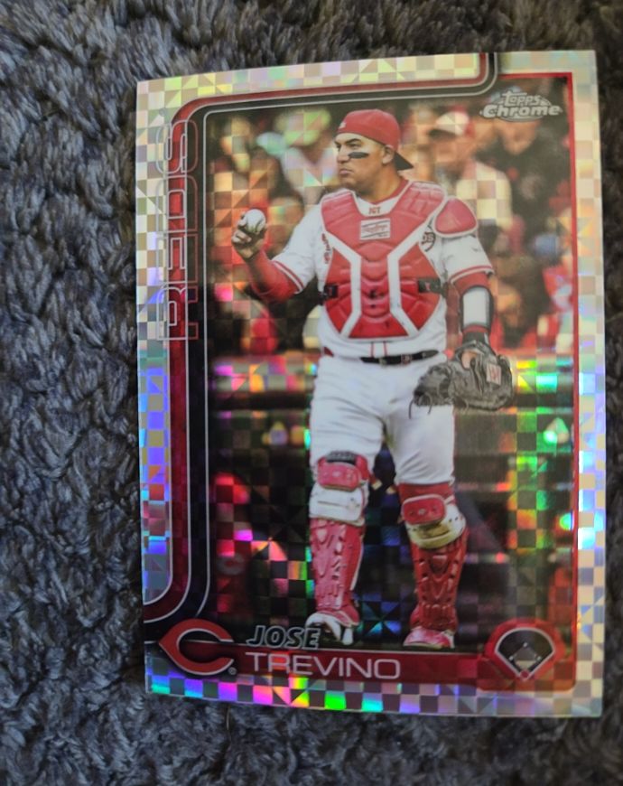 2025 Topps Chrome Update #USC2 Jose Trevino X-Fractor Reds — front