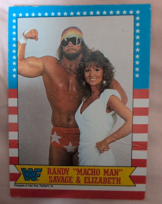 1987 Topps WWF #7 Randy "Macho Man" Savage & Elizabeth — front