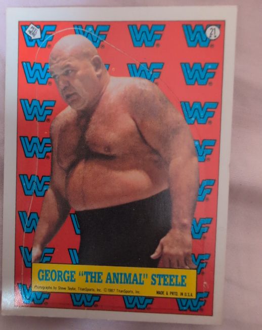 1987 Topps WWF Wrestlemania III #21 George "The Animal" Steele Sticker — front