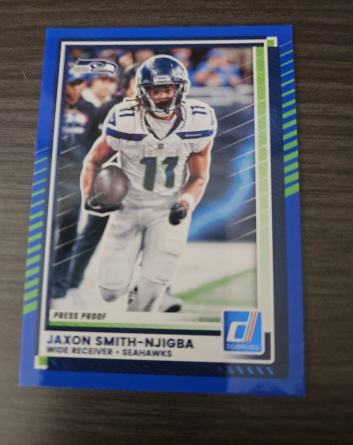 2025 Panini Donruss #6 Jaxon Smith-Njigba Press Proof Blue Seattle Seahawks — front