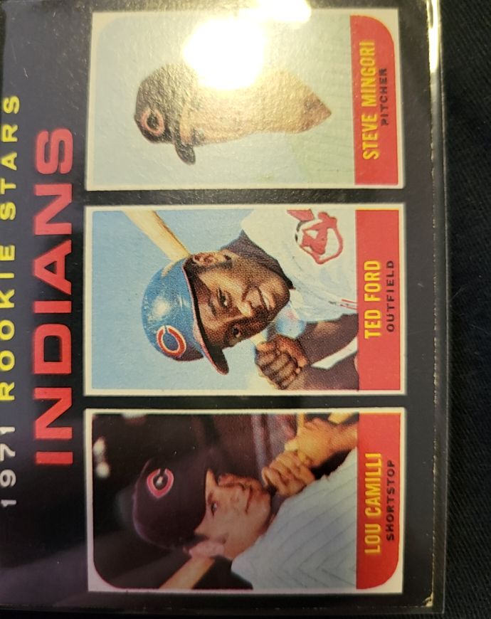 1971 Topps #612 Indians Rookie Stars Steve Mingori, Ted Ford, Lou Camilli — front