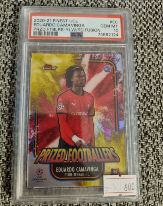 2020-21 Topps Finest UCL #EC Eduardo Camavinga Prized Footballers Fusion Yellow/Red — front
