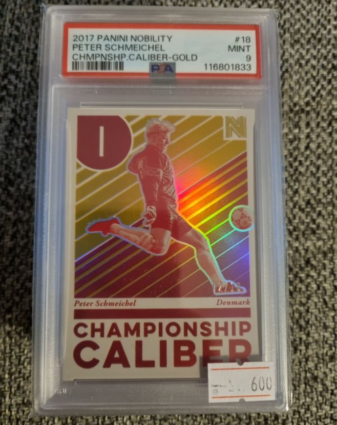 2017 Panini Nobility #18 Peter Schmeichel Championship Caliber Gold — front