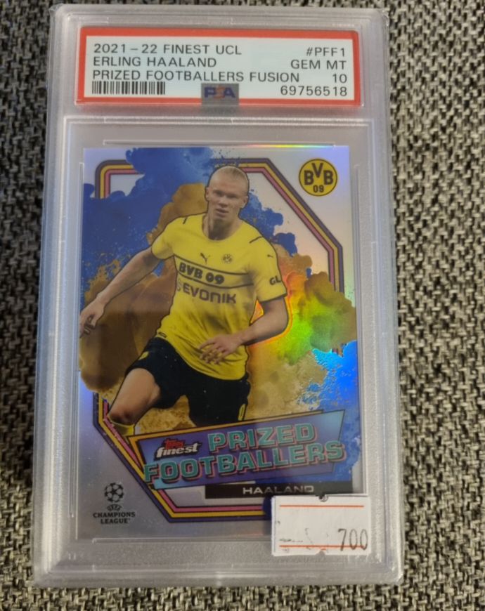 2021-22 Topps Finest UCL #PF1 Erling Haaland Prized Footballers Fusion — front