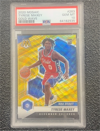 2020 Panini Mosaic #263 Tyrese Maxey Gold Wave — front