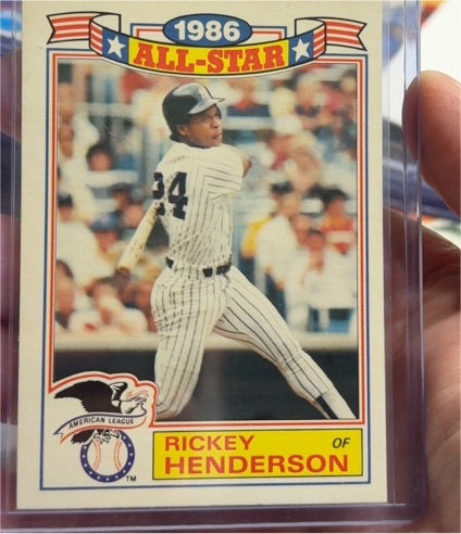 1987 Topps #18 Rickey Henderson 1986 All-Star Insert — front
