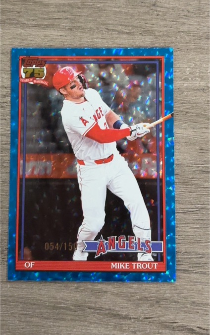 2026 Topps Series 1 #T91-1 Mike Trout 1991 35th Anniversary Crackle Foil — front