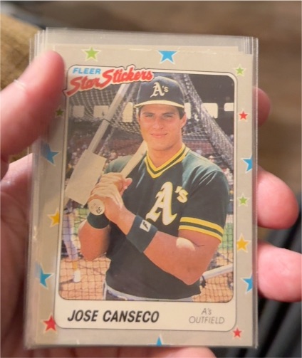 1988 Fleer Star Stickers #54 Jose Canseco — front