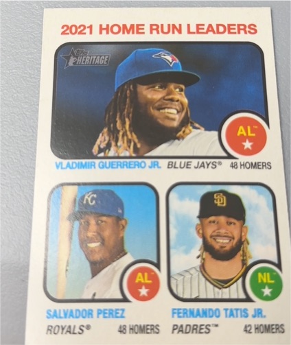2022 Topps Heritage #68 2021 Home Run Leaders Vladimir Guerrero Jr. — front