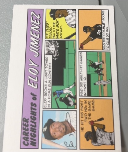2022 Topps Heritage #73TC-2 Eloy Jimenez Career Highlights Comic — front