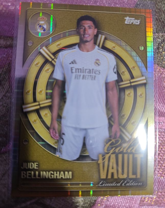 2025 Topps Real Madrid Collector Tin #GV-3 Jude Bellingham Gold Vault — front