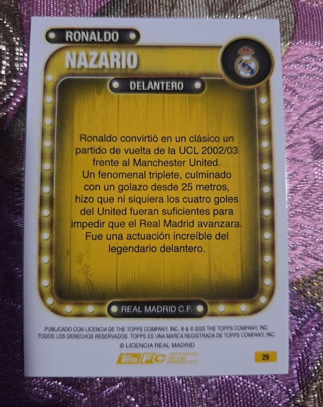 2025 Topps Real Madrid #29 Ronaldo Nazario — front