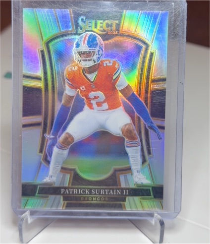 2025 Panini Select #111 Patrick Surtain II Premier Level Silver Prizm Denver Broncos — front