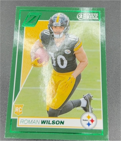2024 Panini Zenith 2 Minute Drill Green #185 Roman Wilson Rookie Steelers — front