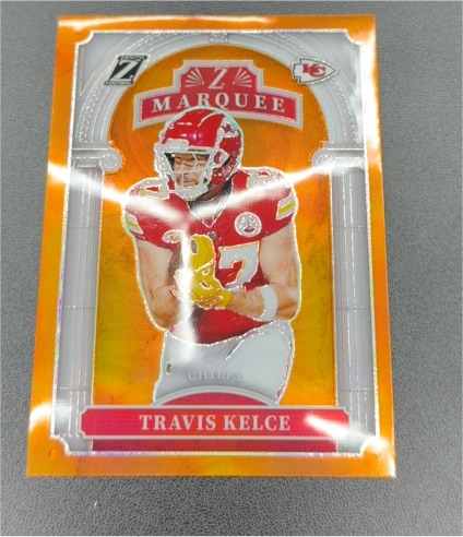 2024 Panini Zenith #29 Travis Kelce Z Marquee Orange Prizm — front