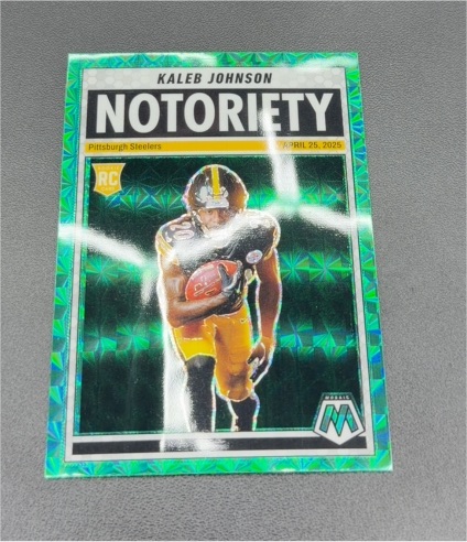 2025 Panini Mosaic #22 Kaleb Johnson Notoriety Green Prizm Rookie — front