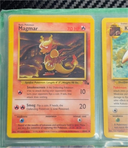 1999 Pokémon Fossil #39 Magmar — front