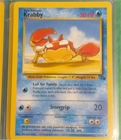 1999 Fossil #51 Krabby — front
