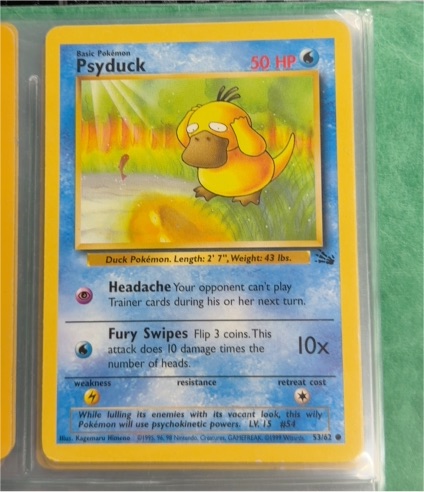 1999 Pokémon Fossil #53 Psyduck — front