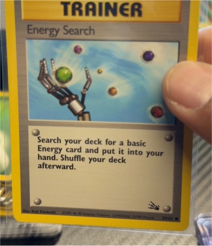 1999 Pokémon Fossil #59 Energy Search — front