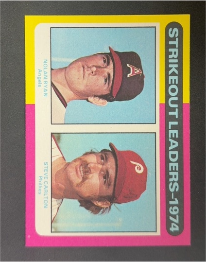 1975 Topps #312 Strikeout Leaders Nolan Ryan & Steve Carlton — front