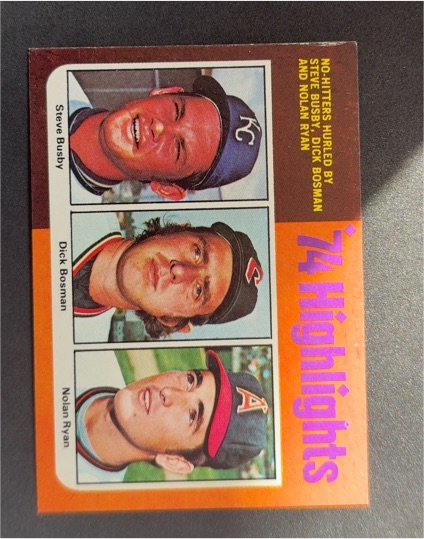 1975 Topps #7 '74 Highlights Nolan Ryan, Dick Bosman, Steve Busby — front