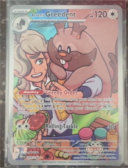 2023 Pokémon TCG #205 Arven's Greedent — front