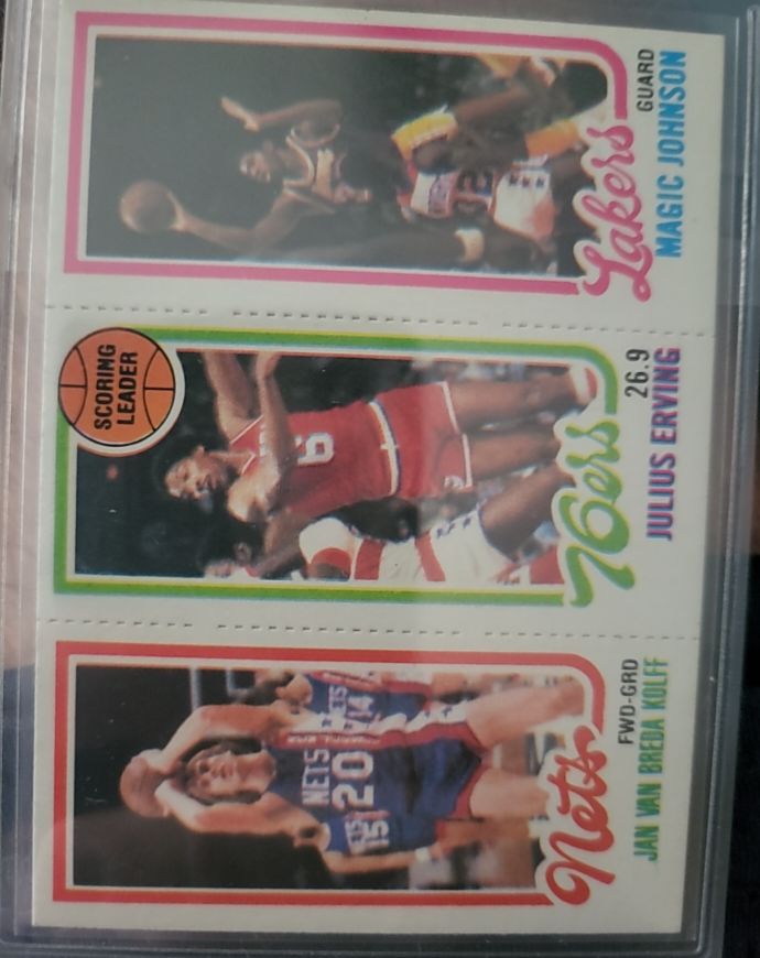 1980-81 Topps Magic Johnson, Julius Erving, Jan Van Breda Kolff #139-174-162 — front