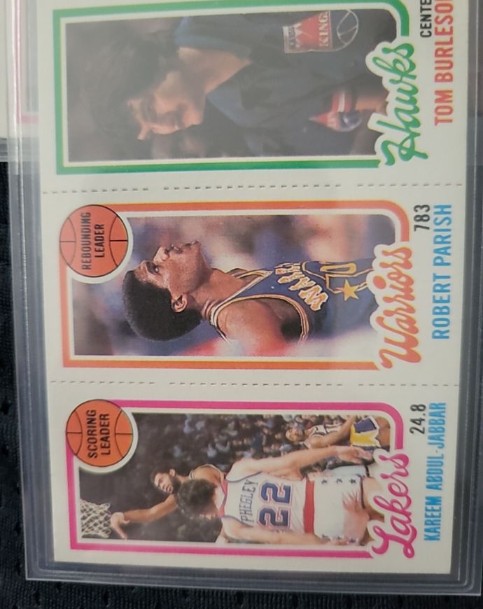 1980-81 Topps #93/126/132 Kareem Abdul-Jabbar / Robert Parish / Tom Burleson — front