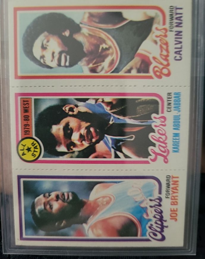 1980-81 Topps #200-8-217 Kareem Abdul-Jabbar, Calvin Natt, Joe Bryant — front