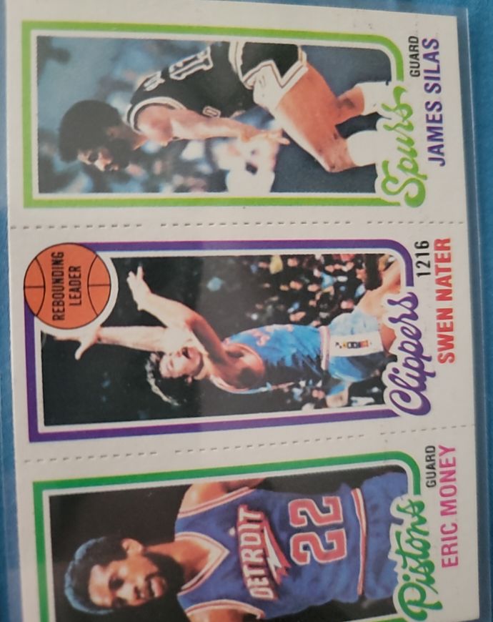 1980-81 Topps #213 James Silas / #215 Swen Nater / #90 Eric Money — front