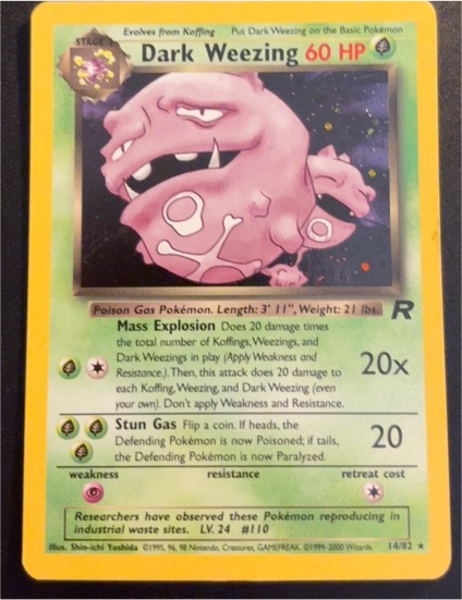 1999 Pokémon Team Rocket #14 Dark Weezing — front