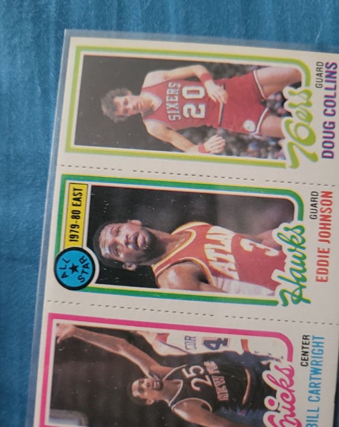 1980-81 Topps #179 Doug Collins / #13 Eddie Johnson / #166 Bill Cartwright — front