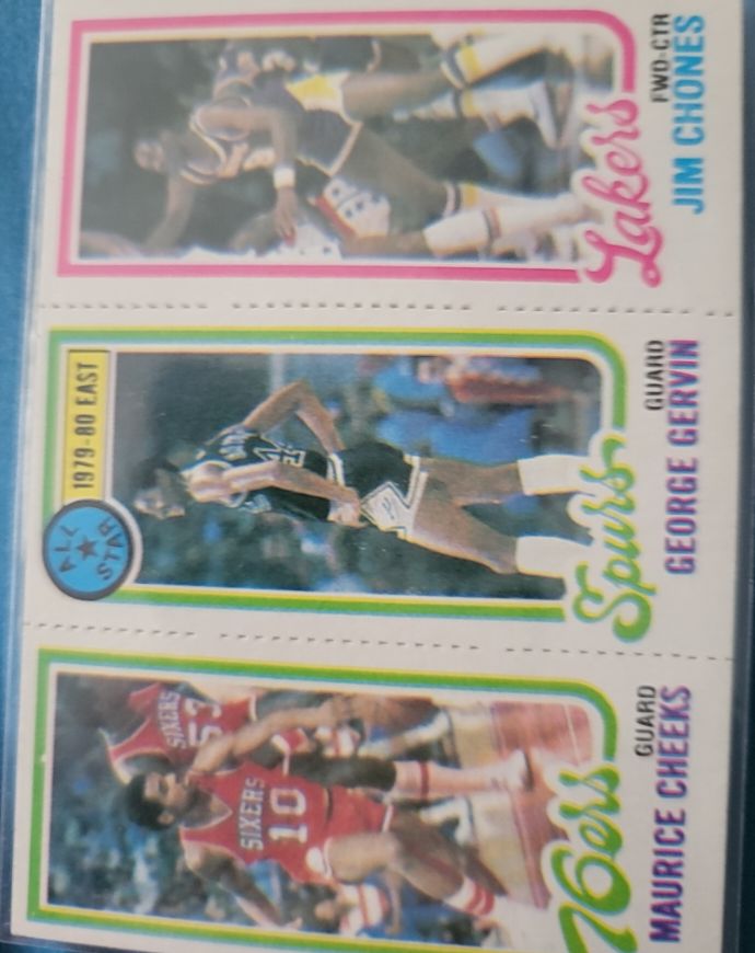 1980-81 Topps #136 Maurice Cheeks George Gervin Jim Chones — front