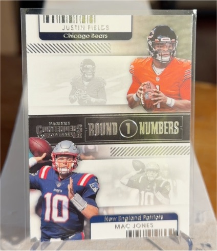 2021 Panini Contenders Round Numbers #RN-JFI Justin Fields Mac Jones — front