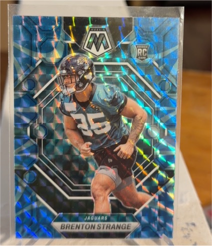 2023 Panini Mosaic #286 Brenton Strange Reactive Blue Mosaic — front