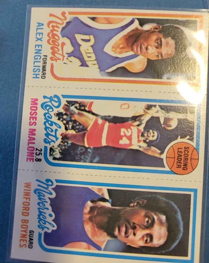 1980-81 Topps #64-75-102 Alex English / Moses Malone / Winford Boynes — front
