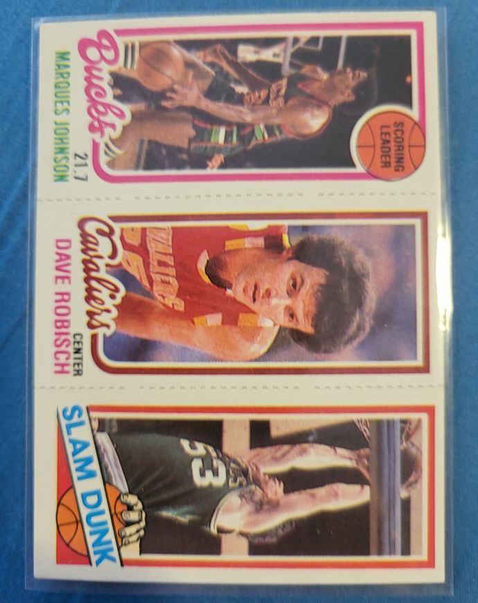 1980-81 Topps Slam Dunk Panel B52b-7 Marques Johnson / Dave Robisch / Rick Robey — front