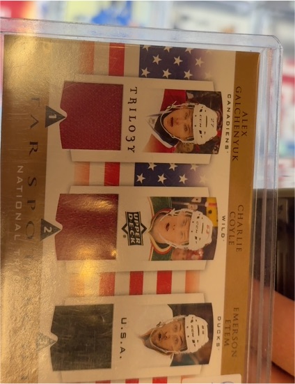 2013-14 Upper Deck Trilogy National Trios Alex Galchenyuk Charlie Coyle Emerson Etem — front