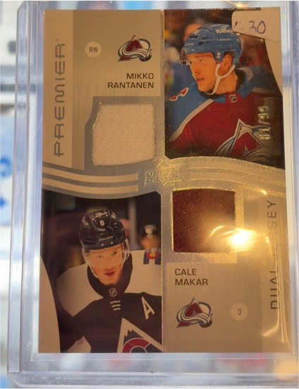 2023-24 Upper Deck Premier Dual Jersey Mikko Rantanen Cale Makar — front
