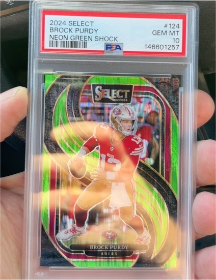 2024 Panini Select #124 Brock Purdy Neon Green Shock — front